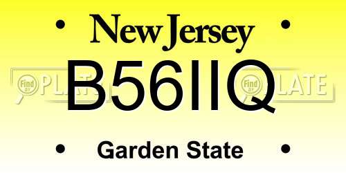 B56IIQ New Jersey License Plate