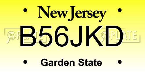 B56JKD New Jersey License Plate