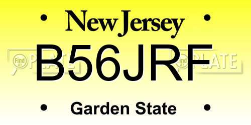 B56JRF New Jersey License Plate