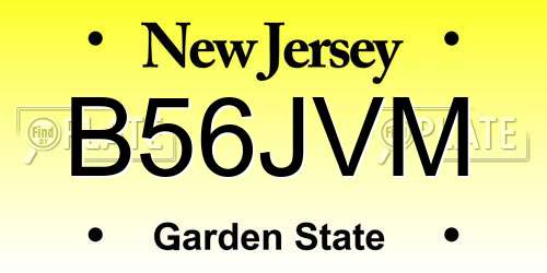 B56JVM New Jersey License Plate