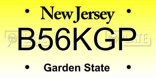 B56KGP New Jersey License Plate