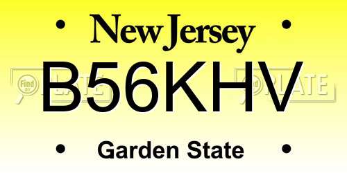 B56KHV New Jersey License Plate