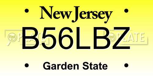 B56LBZ New Jersey License Plate