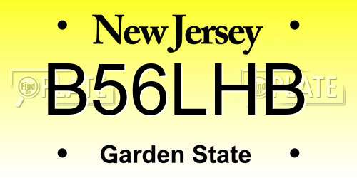 B56LHB New Jersey License Plate