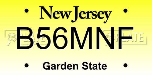 B56MNF New Jersey License Plate