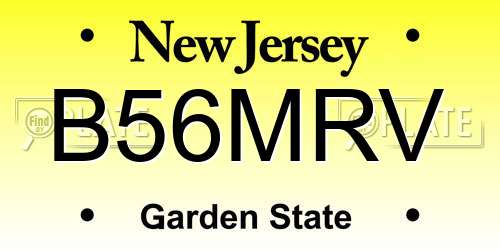 B56MRV New Jersey License Plate