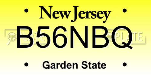 B56NBQ New Jersey License Plate