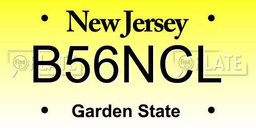 B56NCL New Jersey License Plate