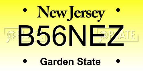 B56NEZ New Jersey License Plate