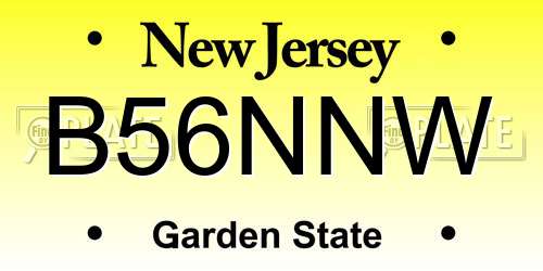 B56NNW New Jersey License Plate