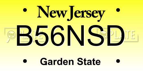 B56NSD New Jersey License Plate