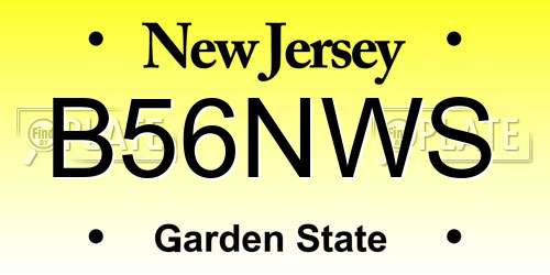 B56NWS New Jersey License Plate