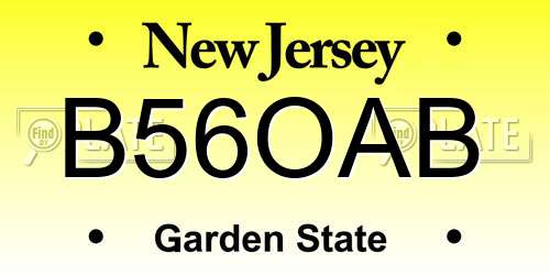 B56OAB New Jersey License Plate