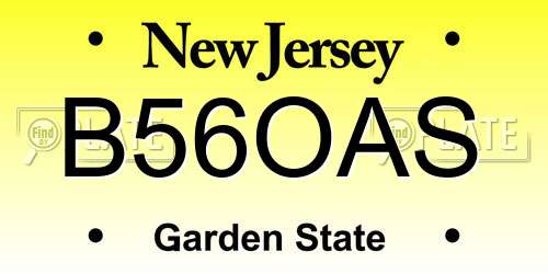 B56OAS New Jersey License Plate