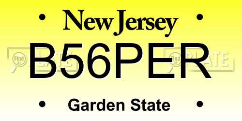 B56PER New Jersey License Plate