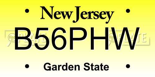 B56PHW New Jersey License Plate