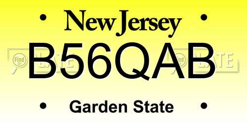 B56QAB New Jersey License Plate