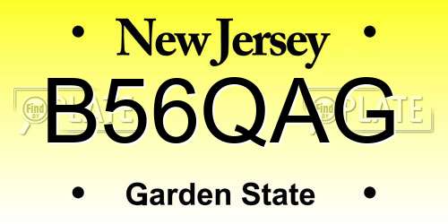 B56QAG New Jersey License Plate