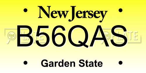 B56QAS New Jersey License Plate