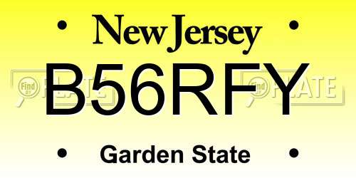 B56RFY New Jersey License Plate