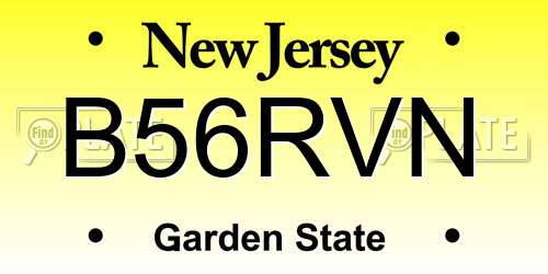 B56RVN New Jersey License Plate