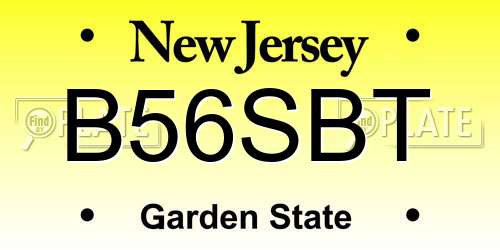 B56SBT New Jersey License Plate