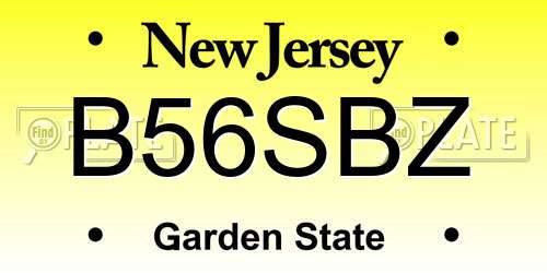 B56SBZ New Jersey License Plate