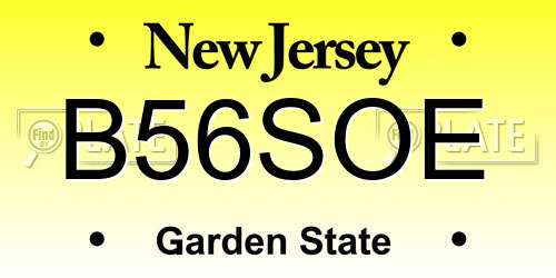 B56SOE New Jersey License Plate