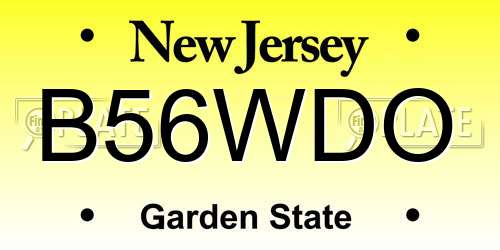 B56WDO New Jersey License Plate