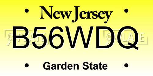 B56WDQ New Jersey License Plate