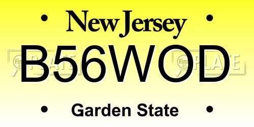 B56WOD New Jersey License Plate