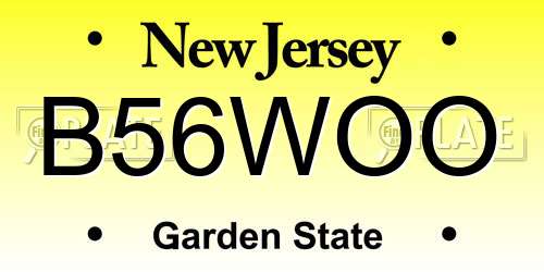 B56WOO New Jersey License Plate
