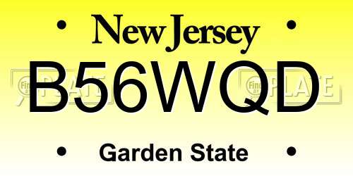 B56WQD New Jersey License Plate