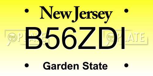 B56ZDI New Jersey License Plate