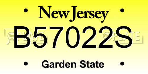 B57022S New Jersey License Plate