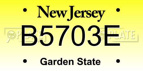 B5703E New Jersey License Plate