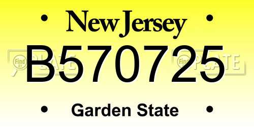 B570725 New Jersey License Plate