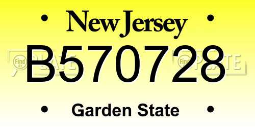 B570728 New Jersey License Plate