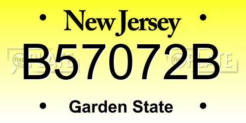 B57072B New Jersey License Plate