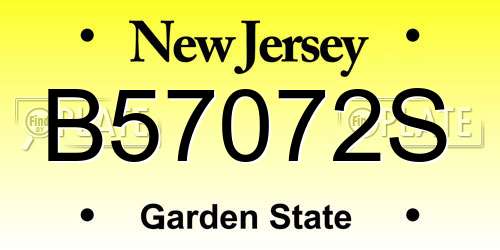 B57072S New Jersey License Plate