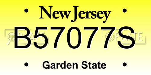 B57077S New Jersey License Plate