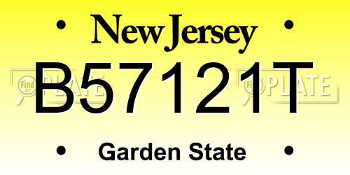 B57121T New Jersey License Plate