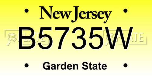 B5735W New Jersey License Plate