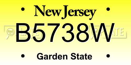 B5738W New Jersey License Plate