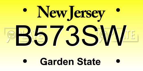 B573SW New Jersey License Plate