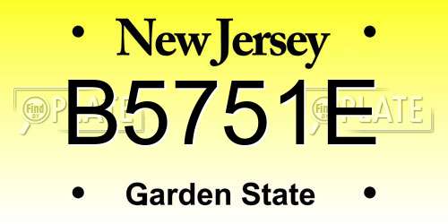 B5751E New Jersey License Plate