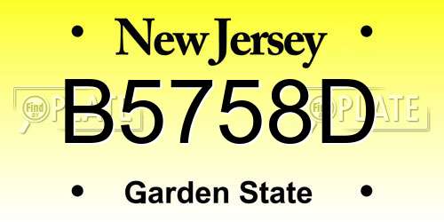 B5758D New Jersey License Plate