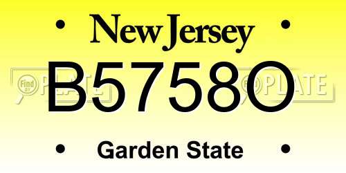 B5758O New Jersey License Plate