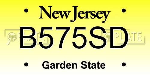 B575SD New Jersey License Plate