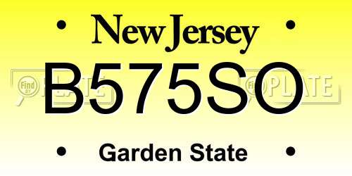 B575SO New Jersey License Plate